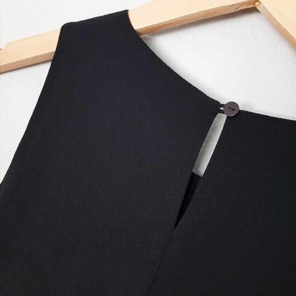 Eileen Fisher 100% Silk Georgette Crepe Round Neck Dress Black Petite XS PP $349 - Picture 9 of 14